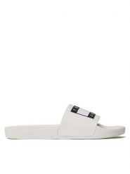 Tommy Jeans Klapki Pool Ess EM0EM01191 Biały. Białe klapki męskie Tommy Jeans, bez wzorów, z jeansu, bez zapięcia. Za 189.99 zł.