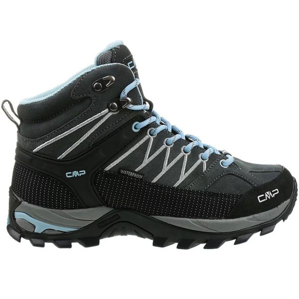 Damskie buty trekkingowe CMP Rigel Waterproof. Szare obuwie sportowe damskie CMP, z materiału, bez zapięcia. W wyprzedaży za 369.99 zł.