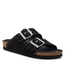 Klapki Genuins. Czarne klapki damskie Genuins, bez wzorów, bez obcasa, bez zapięcia. Za 379.99 zł.