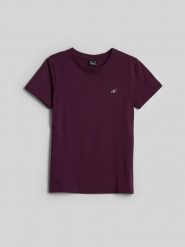 4F T-shirt regular gładki damski - fioletowy XL. Fioletowe t-shirty damskie 4F, uniwersalny, bez wzorów, z bawełny, klasyczne, bez kołnierzyka, bez ramiączek. Za 49.99 zł.