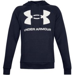 Bluza fitness męska Under Armour Rival Fleece Big Logo HD. Niebieskie bluzy męskie Under Armour, l, bez wzorów, sportowe, bez ramiączek, bez kaptura. Za 177.00 zł.
