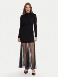 TWINSET Sukienka dzianinowa 252TT3262 Czarny Regular Fit. Czarne sukienki damskie Twinset, xl, bez wzorów, z dzianiny, bez kołnierzyka, bez ramiączek. Za 999.99 zł.