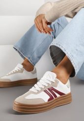 Białe Sneakersy Tenisówki na Platformie z Tłoczeniem i Geometrycznym Motywem Kialie. Białe trampki i tenisówki damskie Renee, bez wzorów, bez zapięcia. Za 89.99 zł.