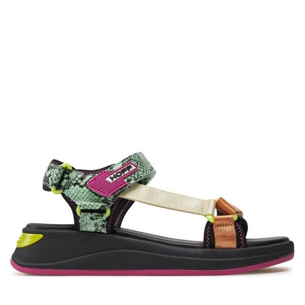 Sandały HOFF. Zielone sandały damskie HOFF, bez wzorów, bez obcasa, na płaskiej podeszwie, bez zapięcia. Za 279.99 zł.