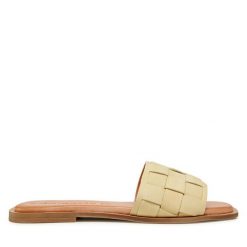 Klapki Tamaris. Żółte klapki damskie Tamaris, bez wzorów, bez obcasa, bez zapięcia. Za 309.99 zł.