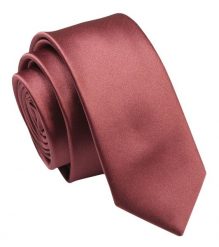 Krawat (Śledź) Męski 5 cm, Mahoniowy, Wąski, Gładki -ALTIES. Brązowe krawaty i muchy Alties, bez wzorów, z tkaniny, eleganckie. Za 35.00 zł.