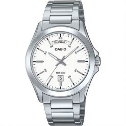 Zegarek Casio Collection Zegarek męski biała tarcza 45 mm (MTP-1370D-7A3VDF). Białe zegarki męskie Casio, bez wzorów. Za 224.99 zł.
