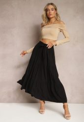 Czarna Rozkloszowana Spódnica Maxi z Wiskozy z Materiałowymi Paskami Wintelis. Czarne spódnice damskie Renee, na co dzień, na lato, l, bez wzorów, z materiału, eleganckie, maxi, dopasowane. Za 39.99 zł.