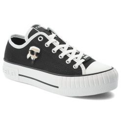 Czarne Trampki Karl Lagerfeld Buty Sportowe Premium. Czarne trampki męskie KARL LAGERFELD, bez wzorów, z gumy, eleganckie, bez zapięcia. Za 599.00 zł.