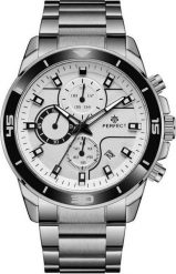 Zegarek Perfect Srebrny elegancki zegarek męski bransoleta duży solidny Perfect CH02M NoSize. Szare zegarki męskie Perfect, bez wzorów, srebrne. Za 119.99 zł.