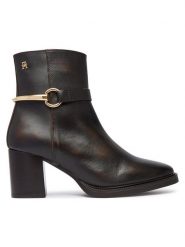 Tommy Hilfiger Botki TH Stud Heel Riding Ankle Boot FW0FW09552 Brązowy ciemny. Brązowe botki damskie Tommy Hilfiger, bez wzorów, ze skóry, bez obcasa, na słupku, bez zapięcia. Za 849.99 zł.