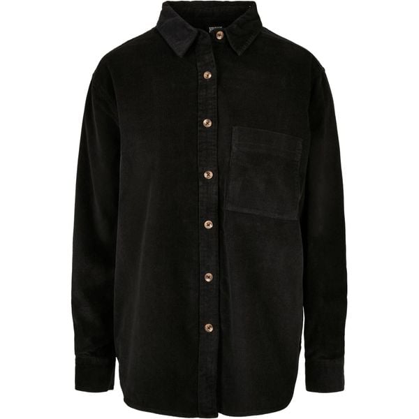 Koszula Damska Sztruks Oversized. Czarne koszule damskie Urban Classics, xs, bez wzorów, ze sztruksu, bez kołnierzyka, bez ramiączek. Za 171.99 zł.