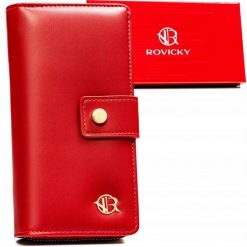 Portfel damski Rovicky R-POR-01-D2 czerwony. Czerwone portfele damskie ROVICKY, ze skóry ekologicznej. Za 45.00 zł.