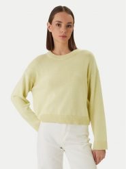 Calvin Klein Sweter LV047D305G Żółty Relaxed Fit. Żółte swetry nierozpinane damskie Calvin Klein, s, bez wzorów, z bawełny, bez kołnierzyka, bez ramiączek. Za 489.99 zł.