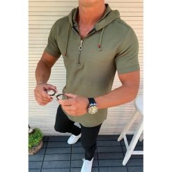 Męska koszulka DENZEL KHAKI. Brązowe bluzy męskie Męska koszulka DENZEL KHAKI, l, bez wzorów, bez ramiączek, bez kaptura. W wyprzedaży za 79.00 zł.