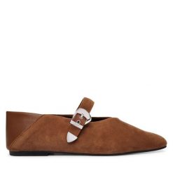 Baleriny Tommy Jeans. Brązowe balerinki damskie Tommy Jeans, bez wzorów, z jeansu, bez obcasa, bez zapięcia. Za 449.99 zł.