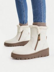 Go Soft Botki CEO-WI23-TAIDA-03 Kremowy. Białe botki damskie GO SOFT, bez wzorów, ze skóry, bez obcasa, na koturnie, bez zapięcia. Za 259.99 zł.