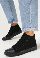 Czarne Trampki Sznurowane z Gumowym Noskiem Bellamara. Czarne trampki i tenisówki damskie Born2be, bez wzorów, z gumy, bez zapięcia. Za 39.99 zł.