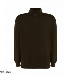 JHK SWRAZIP - Bluza dresowa z krótkim zamkiem - khaki L. Brązowe bluzy męskie JHK, l, bez wzorów, z dresówki, bez ramiączek, bez kaptura. Za 63.48 zł.