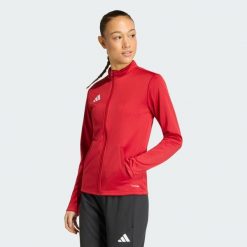 Bluza dresowa Entrada26. Czerwone bluzy damskie Adidas, bez wzorów, z dresówki, bez ramiączek, bez kaptura. Za 121.99 zł.