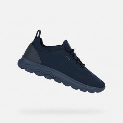 Sneakersy Geox Spherica. Niebieskie buty sportowe męskie Geox, bez wzorów, bez zapięcia. W wyprzedaży za 429.30 zł.