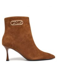 KARL LAGERFELD Botki Sienna KL32747 Brązowy. Brązowe botki damskie KARL LAGERFELD, bez wzorów, ze skóry, bez obcasa, na szpilce, bez zapięcia. Za 964.99 zł.