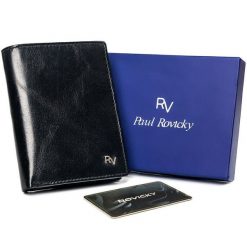 Portfel męski czarny Rovicky RV-7870-8602 BLACK. Czarne portfele męskie ROVICKY, bez wzorów, ze skóry. Za 71.99 zł.