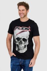 PHILIPP PLEIN Czarny t-shirt męski Platinum cut round neck space plein. Czarne t-shirty męskie Philipp Plein, l, z aplikacjami, prążkowane, bez kołnierzyka, bez ramiączek. W wyprzedaży za 799.99 zł.