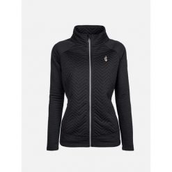 Kurtka damska z dwóch materiałów Aulp Simix. Czarne kurtki sportowe damskie Aulp, bez wzorów, z materiału, bez ramiączek, bez kaptura, trekkingowe. W wyprzedaży za 197.99 zł.