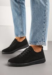 Czarne Tenisówki z Perforowaną Cholewką Ellivene. Czarne trampki i tenisówki damskie Renee, bez wzorów, z jeansu, bez zapięcia. Za 49.99 zł.
