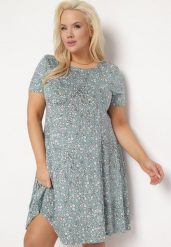 Zielona Sukienka Mini w Drobne Kwiatki z Elastycznej Wiskozy Megarra. Zielone sukienki damskie Born2be, l, bez wzorów, z wiskozy, bez kołnierzyka, bez ramiączek, mini. Za 49.99 zł.