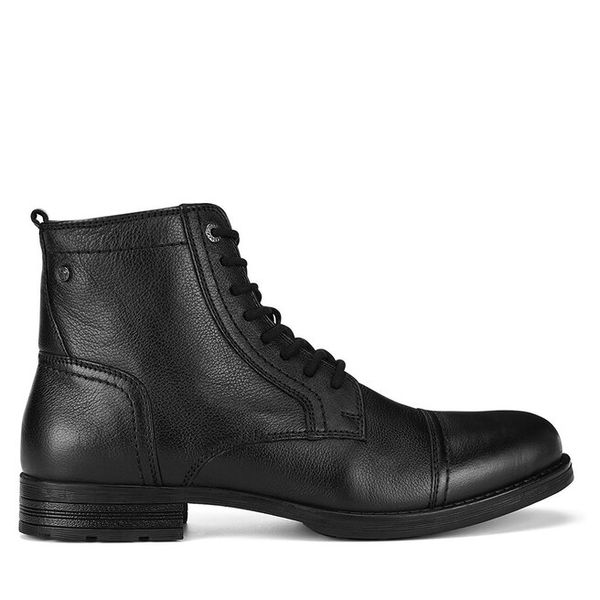 Trzewiki Lasocki. Czarne botki męskie Lasocki, bez wzorów, bez obcasa, bez zapięcia. Za 199.99 zł.