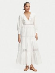 Luisa Spagnoli Sukienka letnia Processo 543230 Biały Regular Fit. Białe sukienki damskie Luisa Spagnoli, na lato, m, bez wzorów, z bawełny, bez kołnierzyka, bez ramiączek. Za 2,219.00 zł.