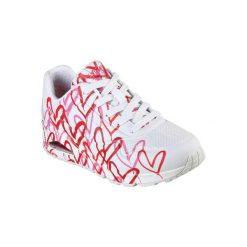 Buty sportowe damskie Skechers Uno spread The Love. Białe obuwie sportowe damskie Skechers, bez wzorów, z materiału, bez zapięcia, trekkingowe, Skechers Sport. Za 309.99 zł.