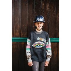 Sweter damski Ju & Pa Umour. Czarne swetry nierozpinane damskie JU ET PA, bez wzorów, z materiału, eleganckie, bez kołnierzyka, bez ramiączek. Za 343.00 zł.