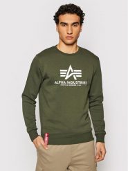 Alpha Industries Bluza Basic Sweater 178302 Zielony Regular Fit. Zielone bluzy męskie Alpha Industries, l, bez wzorów, z bawełny, bez ramiączek, bez kaptura. Za 169.99 zł.