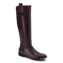 Bordowe Kozaki Chebello Damskie Skórzane Buty. Czerwone kozaki damskie CheBello, na jesień, bez wzorów, ze skóry, bez obcasa, na obcasie, bez zapięcia. Za 299.00 zł.