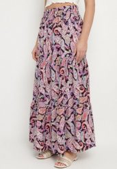 Fioletowa Rozkloszowana Spódnica z Wysokim Stanem ze Wzorem Paisley Nevrisa. Fioletowe spódnice damskie Born2be, na co dzień, l, bez wzorów, eleganckie, z podwyższonym stanem, maxi, proste. Za 39.99 zł.