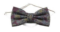 Mucha Burgundowa z Białą Poszetką, w Paisley, Elegancka, Męska -CHATTIER. Czerwone krawaty i muchy Chattier, bez wzorów, z poliesteru, eleganckie. Za 59.00 zł.