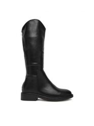 DeeZee Kozaki HX24007-1 Czarny. Czarne kozaki damskie DeeZee, bez wzorów, z materiału, bez obcasa, na płaskiej podeszwie, bez zapięcia. Za 219.99 zł.