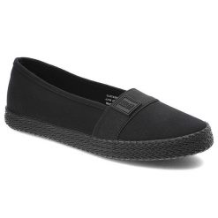 Czarne Tenisówki Big Star Wygodne Damskie Buty. Czarne trampki i tenisówki damskie BIG STAR, z aplikacjami, z gumy, bez zapięcia. Za 99.00 zł.