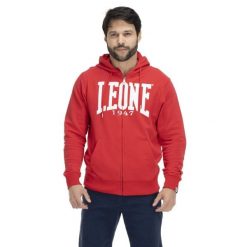 Bluza z bawełna z kaptur na siłownia na czas wolny. Czerwone bluzy męskie LEONE 1947, bez wzorów, z bawełny, bez kaptura, na fitness i siłownię. W wyprzedaży za 151.56 zł.