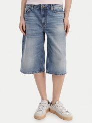 Guess Jeans Szorty jeansowe W6GD1D D6363 Niebieski Baggy Fit. Niebieskie szorty damskie Guess Jeans, z aplikacjami, z bawełny. Za 349.99 zł.