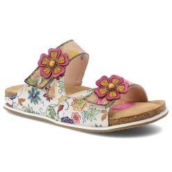 Klapki damskie Laura Vita, cholewka ze skóry naturalnej dwa regulowane paski na rzep wygodna podeszwa, beżowe, 32 AS318-32. Brązowe klapki damskie Laura Vita, bez wzorów, ze skóry, bez obcasa, bez zapięcia. Za 287.90 zł.