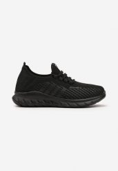 Czarne Sznurowane Buty Sportowe Sneakersy na Grubszej Podeszwie ze Skarpetkową Cholewką Reelia. Czarne buty sportowe męskie Born2be, bez wzorów, bez zapięcia, trekkingowe. Za 64.99 zł.