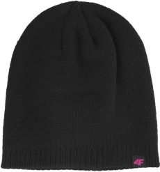 CZAPKA DAMSKA ZIMOWA 4F F435 CZARNA DWUWARSTWOWA BEANIE. Czarne czapki damskie 4F, na zimę, bez wzorów. Za 26.81 zł.