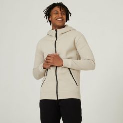 Bluza na zamek z kapturem męska Nyamba Gym & Pilates 520. Niebieskie bluzy męskie DOMYOS, l, bez wzorów, z bawełny, z kapturem, na fitness i siłownię. W wyprzedaży za 129.99 zł.