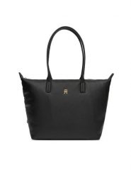 Tommy Hilfiger Torebka Popette Soft AW0AW17705 Czarny. Czarne shopperki damskie Tommy Hilfiger, bez wzorów, ze skóry, bez dodatków. Za 559.99 zł.