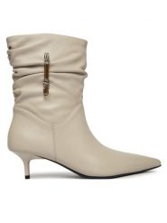 PINKO Botki Gloria 28 SD0629P003 Kremowy. Białe botki damskie Pinko, bez wzorów, ze skóry, bez obcasa, na płaskiej podeszwie, bez zapięcia. Za 1,399.00 zł.