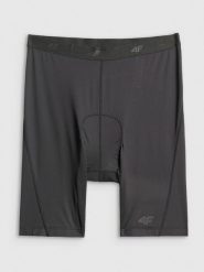 4F Spodenki kolarskie z żelową wkładką męskie - czarne M. Czarne szorty męskie 4F, bez wzorów, z materiału, biznesowe. Za 149.99 zł.